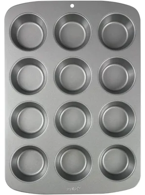 Produktbild von PME Muffin Pan, Muffin-Backform, Rund, Flache Oberfläche, Grau, Kohlenstoffstahl, Grau