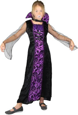 Produktbild von Vampirkleid elegant Gräfin Mädchen Kostüm lila, Größe:146/152