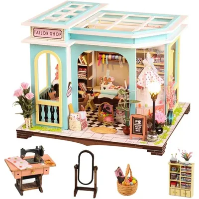 Produktbild von Miniatur Haus Bausatz Puppenhaus Kit Schneiderwerkstatt Kinder DIY Realistisch