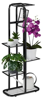 Produktbild von Metallener Pflanzenständer, 6-stöckig, für drinnen und draußen, H x B x T 107 x 44 x 24 cm, schwarz