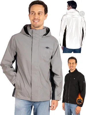 Produktbild von Valkental® Reflektierende & Wasserdichte 3in1 Jacke Herren [Fleece Zipp-In & Verstaubare Kapuze] Geeignet als Winterjacke, Regenjacke & Fahrradjacke