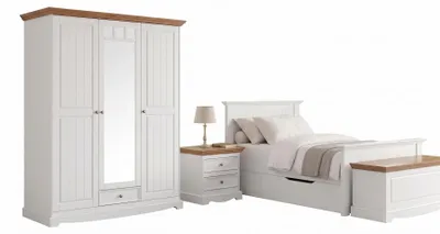 Produktbild von Schlafzimmer-Set Belluno Elegante 5-teilig 90x200cm Massivholz Farbe wählbar
