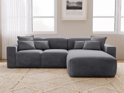 Produktbild von GrainGold Ecksofa L-Form Leni Rechts - Moderne Ecksofa, Wohnzimmer Sofa - Eckcouch Dunkelgrau (Havana 752)