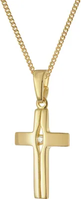 Produktbild von trendor 28452 Damen-Halskette mit Kreuz-Anhänger 925 Silber vergoldet, 45 cm