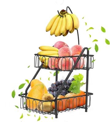 Produktbild von Famanu Obstkorb mit 2 Etagen und Bananenhalter - Bronze