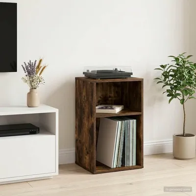 Produktbild von PUEAZU Schallplattenschrank Räuchereiche 38 x 33 x 61 cm Holzwerkstoff - CD- & DVD-Regale &54243