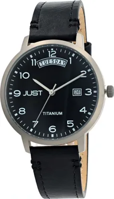 Produktbild von JUST  "Fanis" Titan Herrenuhr mit Echtlederarmband, 5 ATM