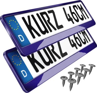 Produktbild von 2 Kennzeichenhalter kurz 46 cm Lila Hochglanz lackiert für kurze Kennzeichen