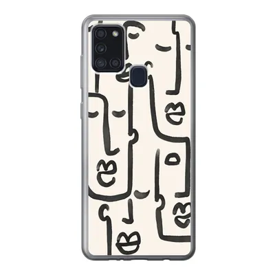 Produktbild von MuchoWow® Handyhülle Schutzhülle Hülle für Samsung Galaxy A21s Muster - Abstrakt - Linienkunst Silikon Softcase Handy Hülle - Hartschale