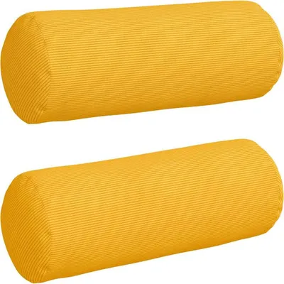 Obrázok produktu pre vidaXL Vankúšik Bolster 2 kusy Svetložltá Ø 25 x 70 cm Manšestrová tkanina
