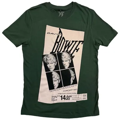 Image de David Bowie | T-shirt officiel du groupe | Concert '83, moyen, vert
