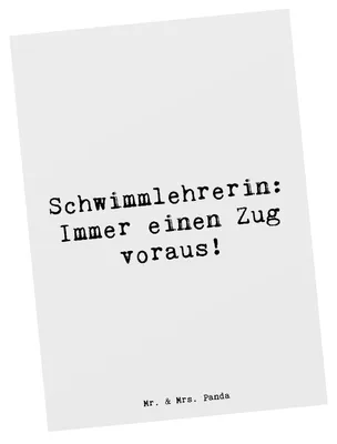 Produktbild von Mr. & Mrs. Panda Postkarte Spruch Schwimmlehrerin Zug voraus - Weiß - Geschenk, Ansichtskarte, Grußkarte, Wasserfreude, Postkarten, Beruf, Motivation, Berufe, Trainerin
