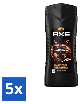 Produktbild von 5 x Axe 3-in-1 Duschgel Dark Temptation mit dunkler Schokolade, 400 ml - Vorteilspackung - 5 Stücke