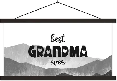 Produktbild von MuchoWow® Textilposter Oma - Muttertag - Oma Geschenk - schwarz und weiß 120x60 cm mit schwarzem Rahmen - Dekoration Schlafzimmer