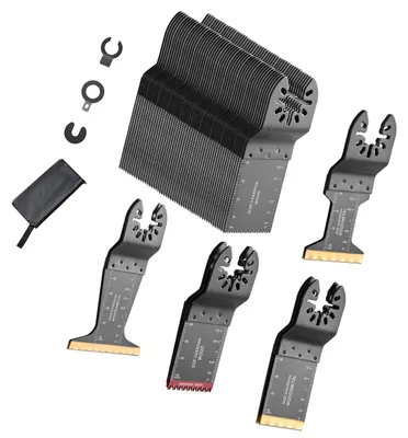 Produktbild von SucceBuy 60-teiliges Multitool-Sägeblatt-Set, Zubehör für oszillierende Werkzeuge mit 5 Sägeblatt-Typen, geeignet für Holz, Kunststoff und Metall, kompatibel mit Makita, Bosch, Dewalt, Craftsman und Fein