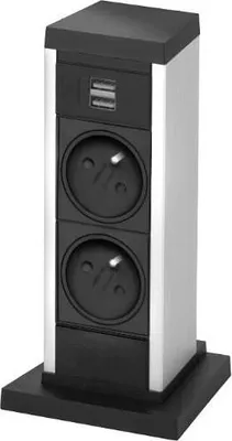 Image de EVOline UP Steckdosenturm 00.024 UP20 silber 2x VDE + 2x USB französische Norm