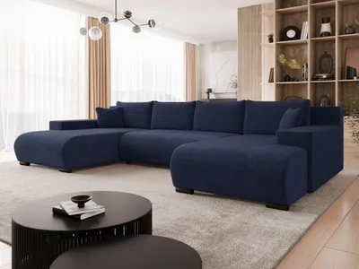 Obrázek produktu pro Moderní rozkládací sedačka do tvaru U SELAH - modrá