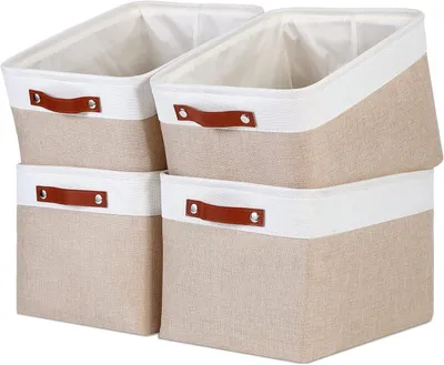 Obrázek produktu pro Omgoods – Sada 4 úložných boxů ve tvaru kostky, světle béžová a bílá