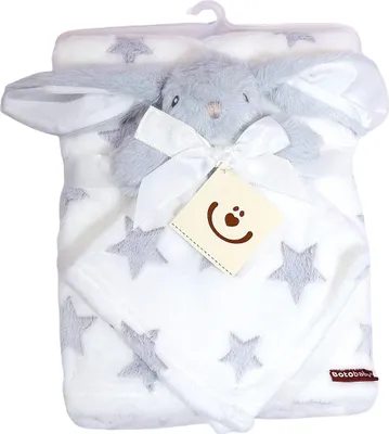 Produktbild von BotoBaby® GRAU HASE - Flauschige Decke für Babys + Schmusetuch - Babydecke - 75x100 cm