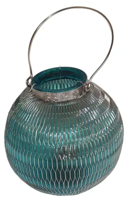 Produktbild von 120 Orientalische Tischlaterne aus Glas, metallumwoben, türkis grün 20 x 17 cm