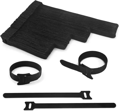 Produktbild von Klettband-Kabelbinder, 100 Stück - 4 verschiedene Längen - 20 cm, 15 cm, 12 cm, 10 cm x 1-2 cm breit - Wiederverwendbare Kabelbinder