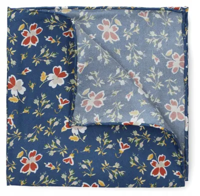 Produktbild von Lancerto Herren Einstecktuch Dunkelblau Blumenmuster 701