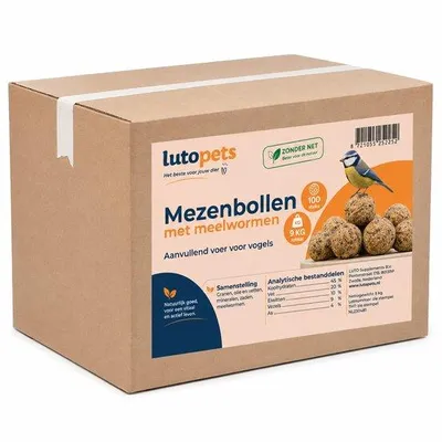 Produktbild von Lutopets Meisenknödel mit Mehlwürmern ohne Netz – 100 Stück (9 kg) – Wildvogelfutter