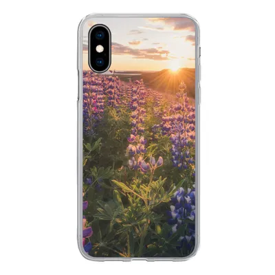 Produktbild von MuchoWow® Handyhülle Schutzhülle Hülle für iPhone X Lupine - Sonne - Lila Silikon Softcase Handy Hülle - Handyhülle