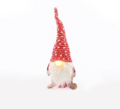Image de ACA Lutin de Noël lumineux en tissu, blanc chaud, 1 LED, IP20, alimenté par piles (2xCR2032), 10 x 8 x 33 cm, X1311611