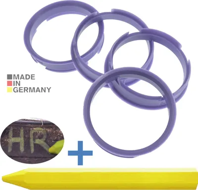 Produktbild von 4X Zentrierringe 72,6 x 66,1 mm Lila Felgen Ringe + 1x Reifen Kreide Fett Stift
