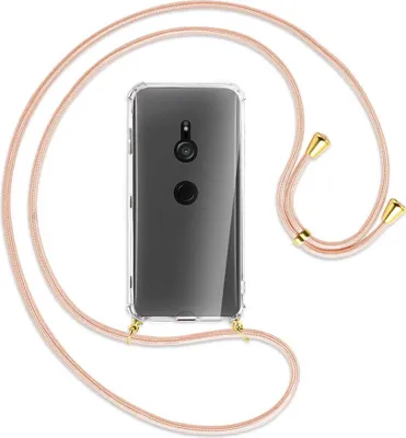 Produktbild von Handykette Backcover-Schutzhülle mit Band (Metall goldfarben) für Sony Xperia XZ3 - rose peach