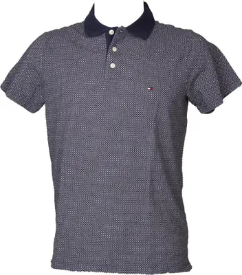 Produktbild von TH TOMMY HILFIGER Herren Poloshirt Kurzarm Shirt mit Kragen und Knöpfen Baumwolle Slim Fit Artikel XM0XM01962 MICRO PRT, XL, Cotone 100%