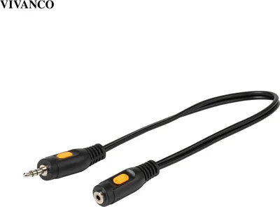 Produktbild von VIVanco™Hochwertiger Audioadapter, kompatibel mit Klinke 3,5mm Stecker und 2,5mm Buchse, Stereo Sound, Kompaktes Kabel, 0,2m, in Schwarz