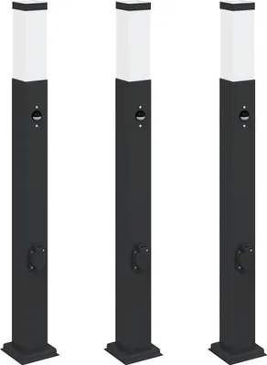 Obrázek produktu pro vidaXL Světelné sloupky se senzorem/zásuvkou 3 ks 80 cm černé IP44