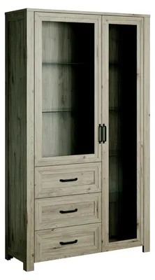 Image de Système d'armoires en bois Étagères Salon Armoire en verre Vitrine Armoire Étagère