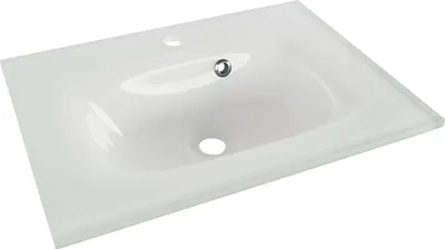 Produktbild von FACKELMANN YEGA Glasbecken 60 / Waschtisch aus Glas / Maße (B x H x T): ca. 60,5 x 13,5 x 42 cm / Aufsatzwaschbecken / hochwertiges Waschbecken fürs Badezimmer und WC / Farbe: Weiß / Breite: 60,5 cm