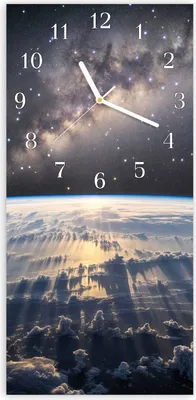 Produktbild von Wanduhr aus Glas mit Motiv Weltall Sonnenaufgang- 30 x 60 cm - inkl. Aufhängesystem
