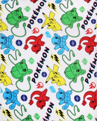 Obrázek produktu pro Pokémon bílý přehoz/měkká fleecová deka 120x150 cm, OEKO-TEX