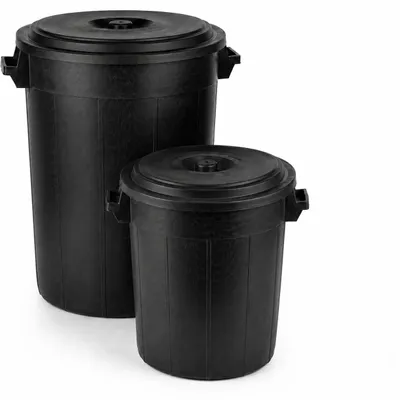 Produktbild von BigDean Universaltonne 100 & 50 Liter mit Deckel Allzweck Tonne schwarz, KI-generiertes Bild
