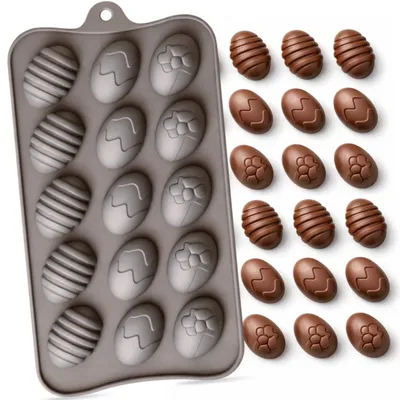 Productafbeelding van 3D siliconen chocoladevorm - Antiaanbak bakvorm voor taarten, ijs, kaarsen, snoepjes, gelei en lolly's - Eier-vorm