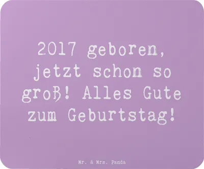 Produktbild von Mr. & Mrs. Panda Mouse Pad Spruch 2017 Geburtstag - Lavendeltraum - Geschenk, Geburtsjahr, pc mausunterlage, Geburtstagsgeschenk, für Freunde, Alter, Happy Birthday