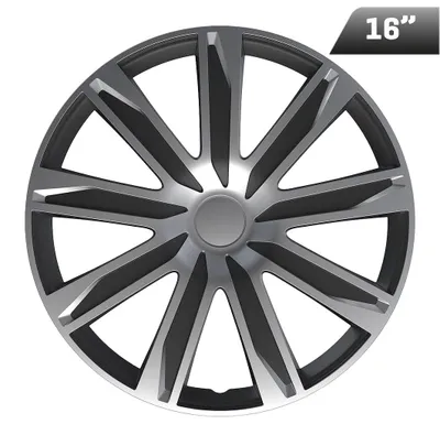 Productafbeelding van RAZE zilver/zwart wieldeksels, 16 inch, 4 stuks.