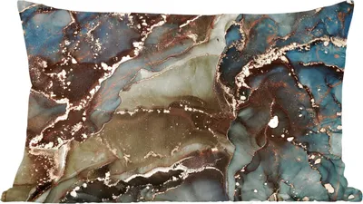Produktbild von MuchoWow® Zierkissen Sofakissen Wohnzimmer Dekokissen 60x40 cm Marmor - Gold - Grün - Kopfkissen - Polster mit Foto