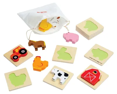 Image de Puzzle à formes en bois « La ferme » de Bigjigs - 10 pièces