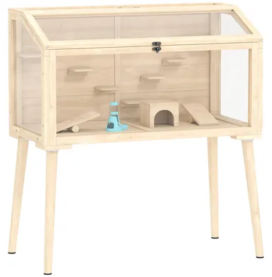 Produktbild von Hamsterkäfig für kleine Haustiere mit Zubehör | Farbe: Braun | Abmessungen: 110x52x101 cm