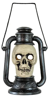 Produktbild von Totenkopf Grubenlampe mit Farbwechsel als Dekoration 28 cm