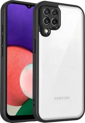 Produktbild von Hülle für Samsung Galaxy A22 4G Transparente Rückseite TPU Bumper Stoßfest Handyhülle Schwarz