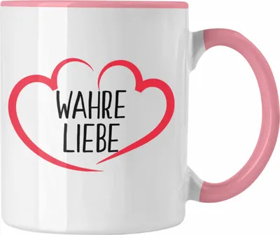 Produktbild von Trendation - Tasse mit Herz Wahre Liebe Geschenk zum Valentinstag Liebeserklärung Geschenke für Freundin Freund (Rosa)
