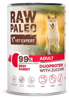 Zdjęcie produktu dla RAW PALEO Duoprotein Beef & Rabbit Adult - mokra karma dla psów - 400g