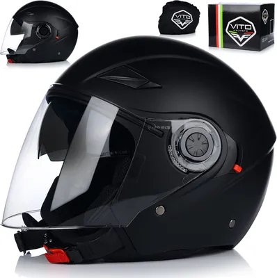 Produktbild von Jet Helm Mopedhelm | VITO AMARO | Herren und Damen | Jethelm mit Visier | ECE 22.05  | Motorradhelm | M (57-58cm)